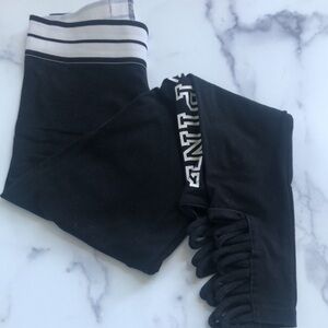 Victoria Secret PINK Leggings Black White Logo Cut-out Design Size S